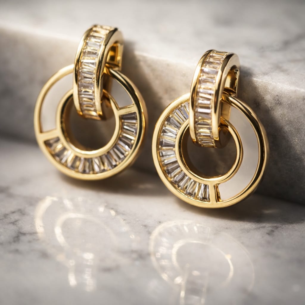 Crystal Halo Drop Hoop Earrings