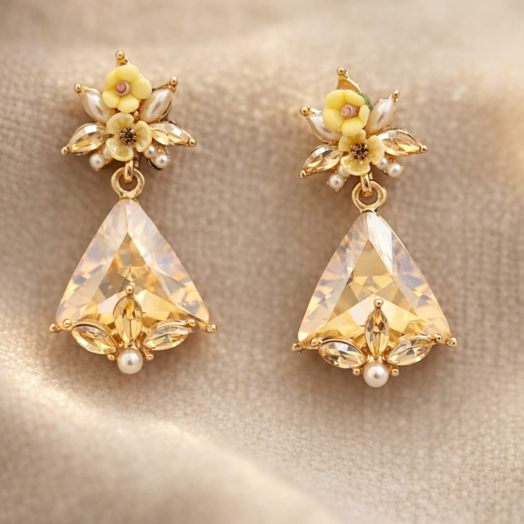 Royal Blossom Crystal Drop Earrings