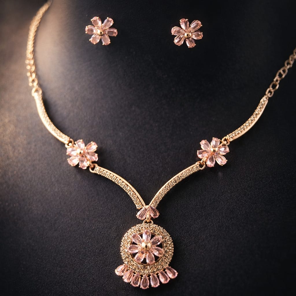Blush Bloom Floral Necklace Set