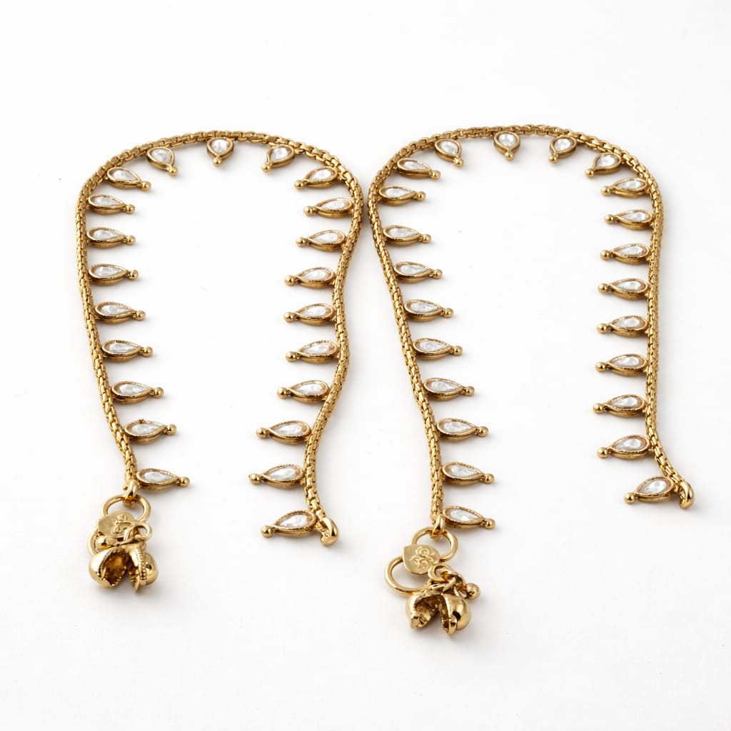 Graceful Teardrop Kundan Anklets