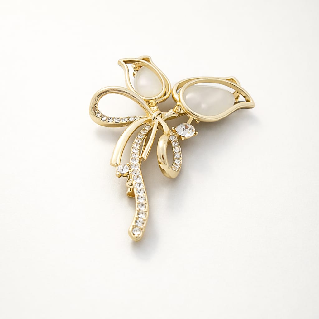 Moonstone-Effect Tulip Brooch