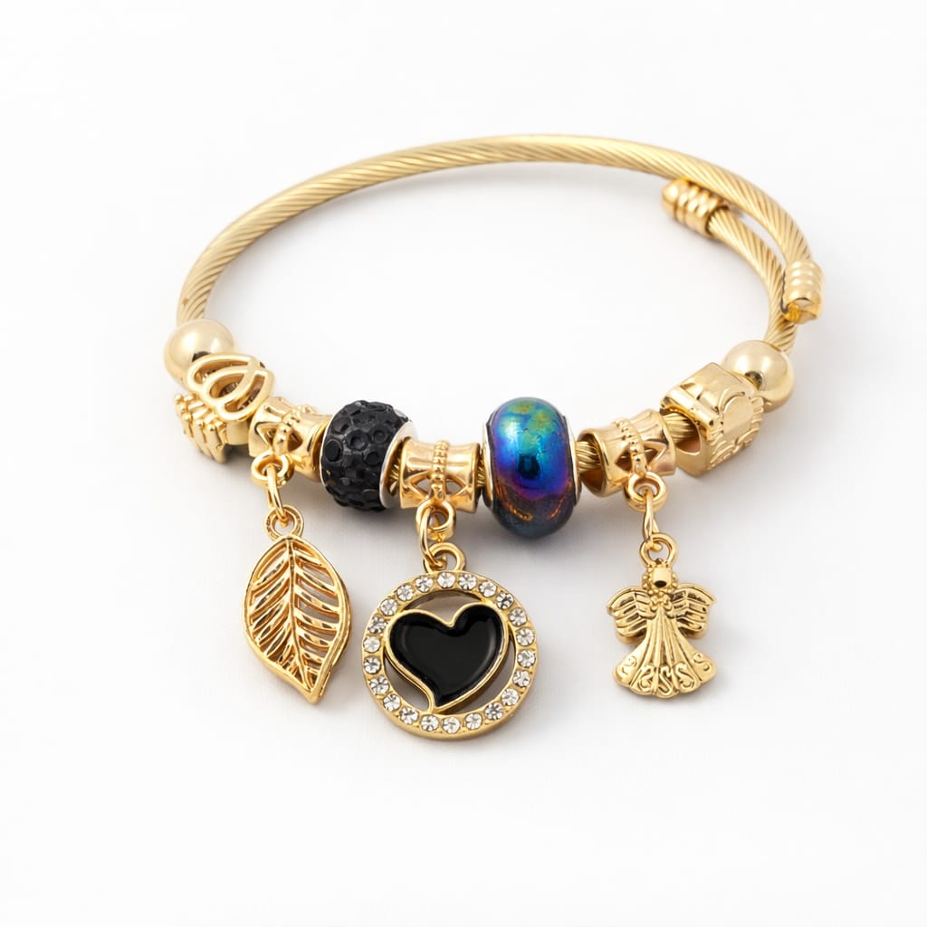 Golden Celestial Charm Twisted Bangle