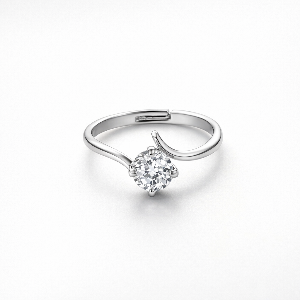 Graceful Swirl Solitaire Ring
