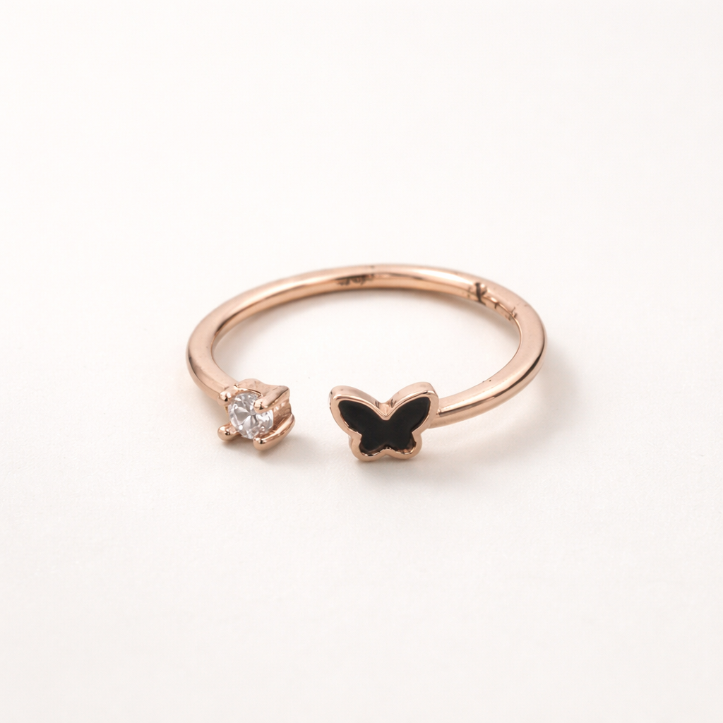 Whimsical Butterfly Open Cuff Ring