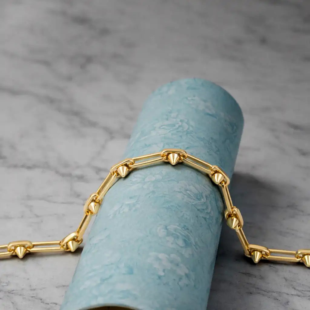 Rose gold tone Rectangular Link Chain Bracelet