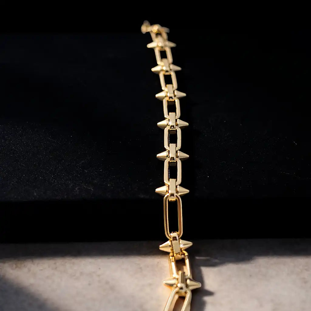 Rose gold tone Rectangular Link Chain Bracelet