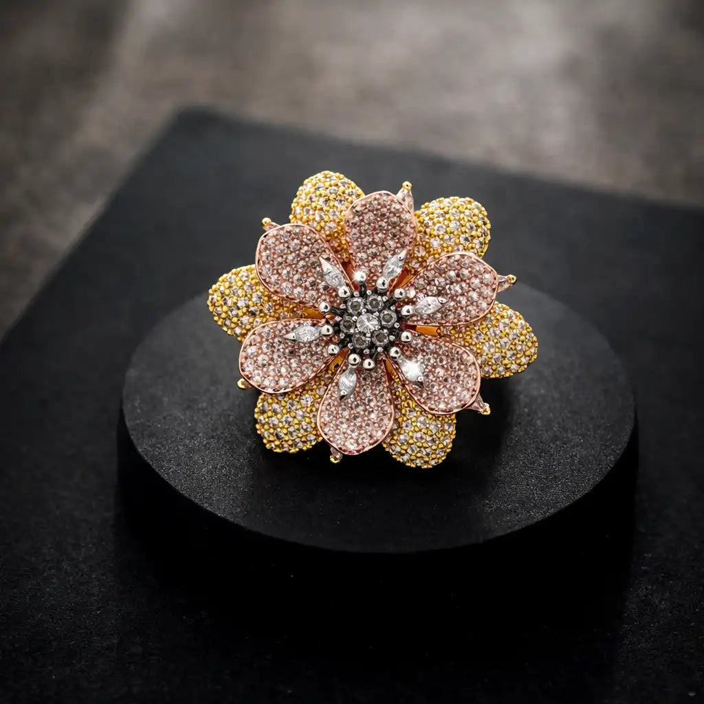 Floral Crystal Statement Ring