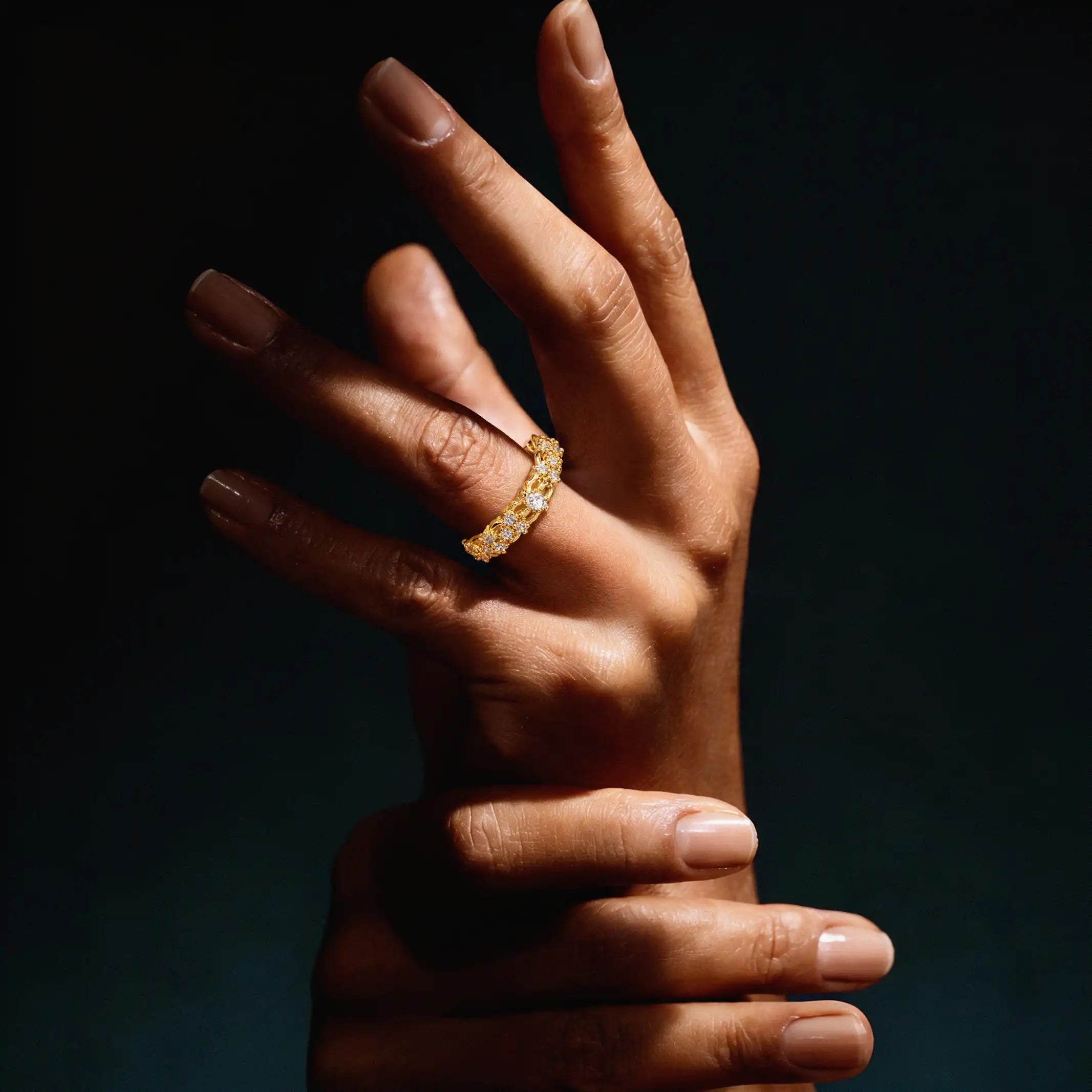 Rose Gold Textured Band Ring