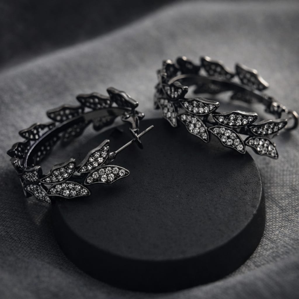 Midnight Vine Crystal Hoop Earrings