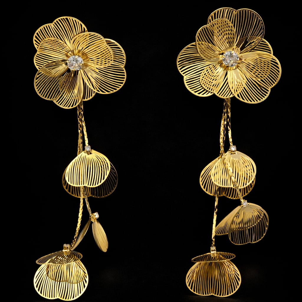 Golden Blossom Cascade Earrings