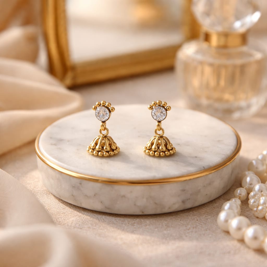 Crystal Dome Jhumka Earrings