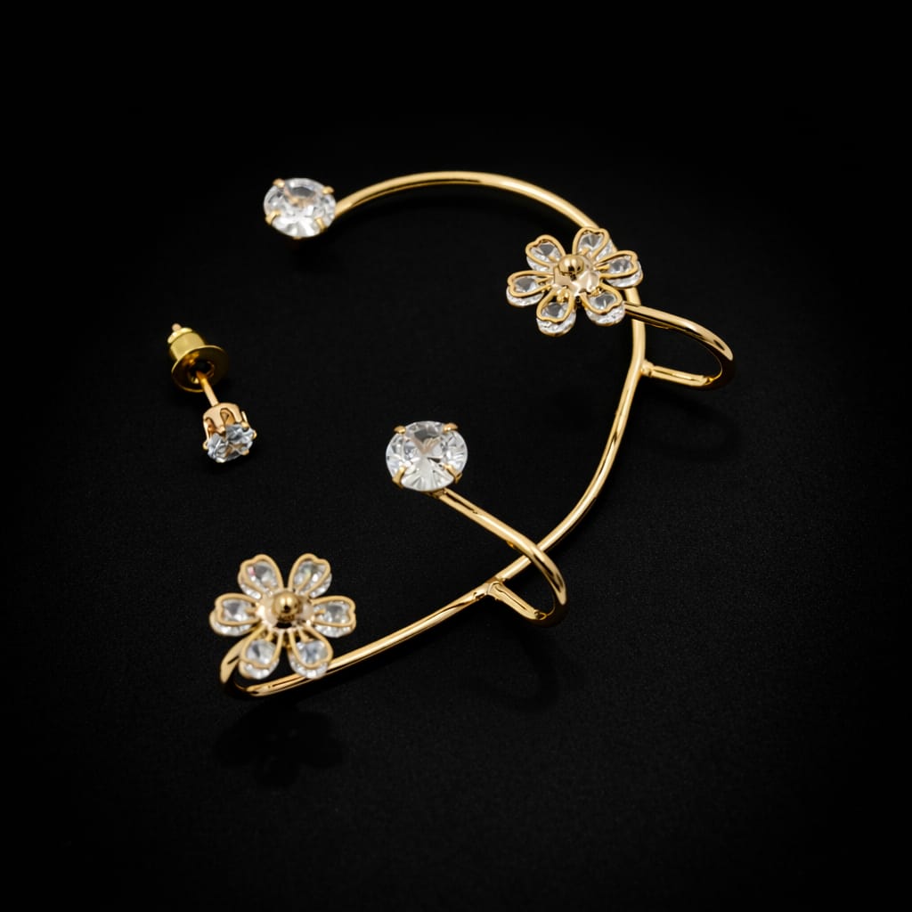 Golden Blossom Ear Cuff Set