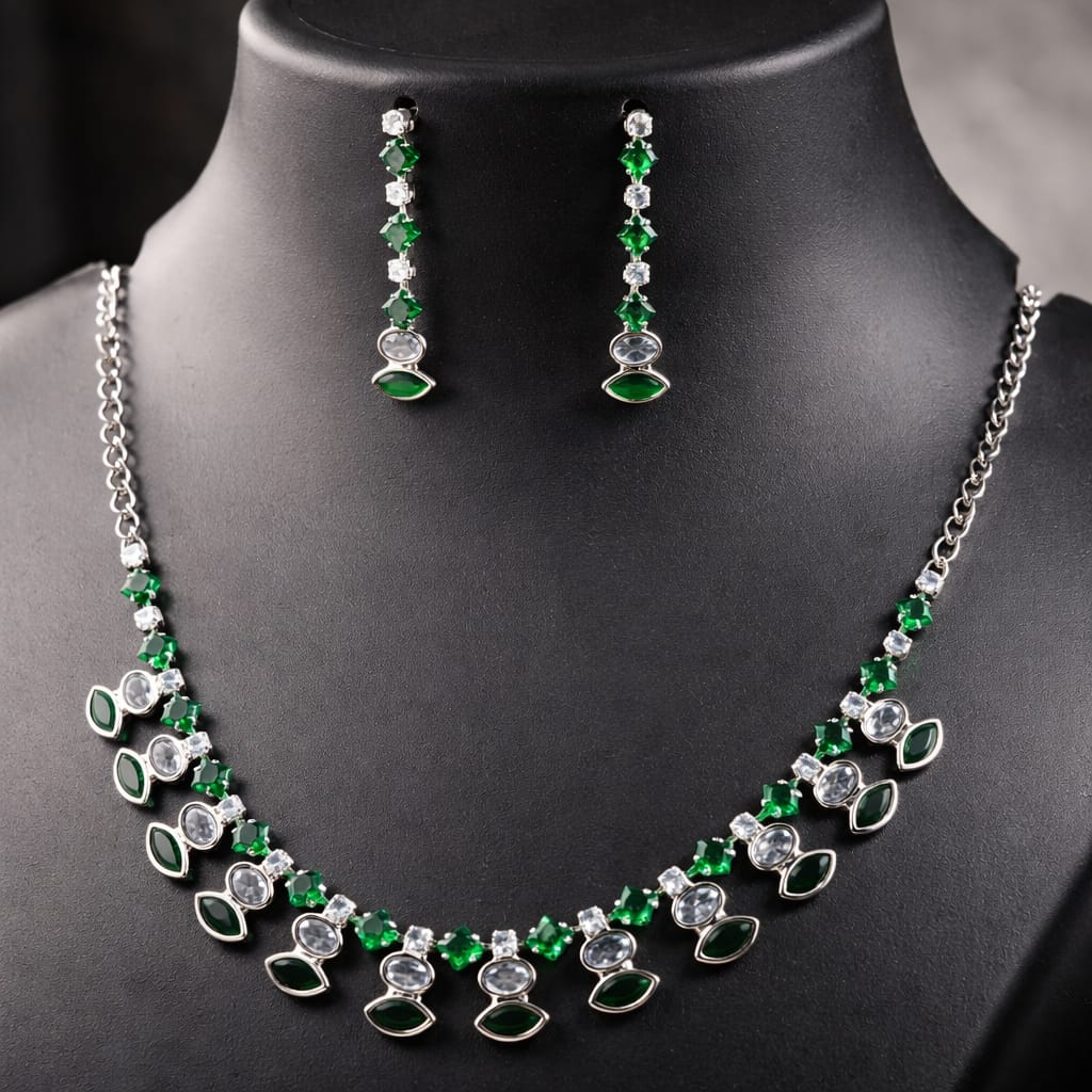 Blush Crystal Cascade Necklace Set