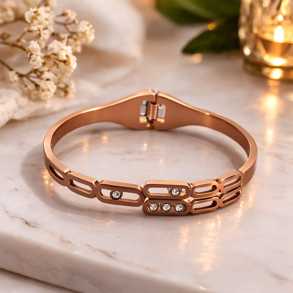 Rose Gold Crystal Link Bracelet