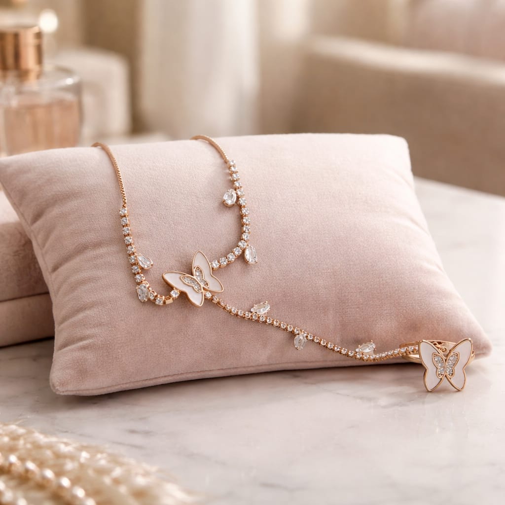 Rose Gold  Butterfly Hand Harness