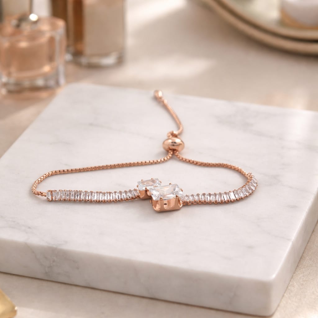 Radiant Duo Rose Gold Bolo Hand Chain