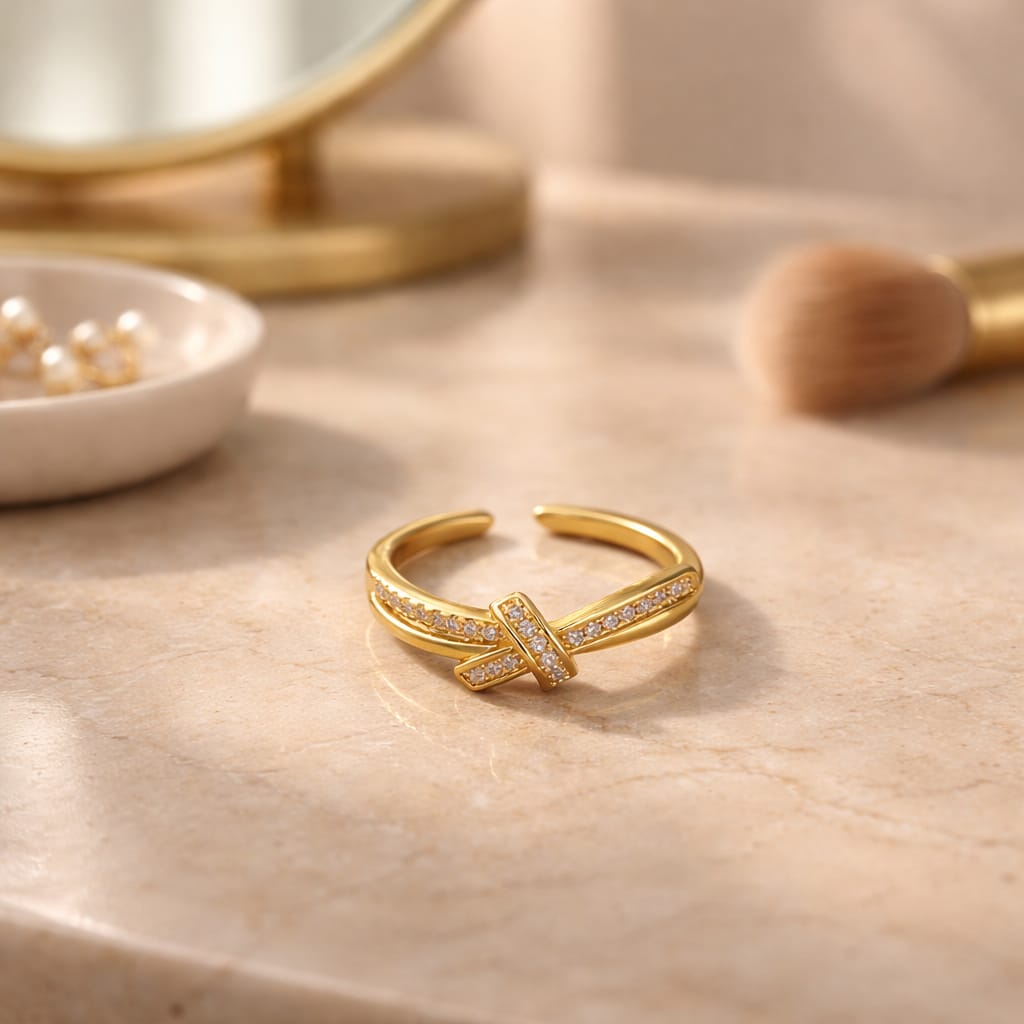 Golden Ribbon Knot  Ring