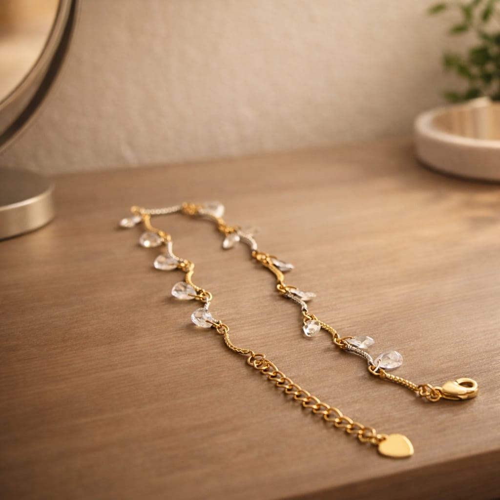 Golden Hour Crystal Teardrop Anklet