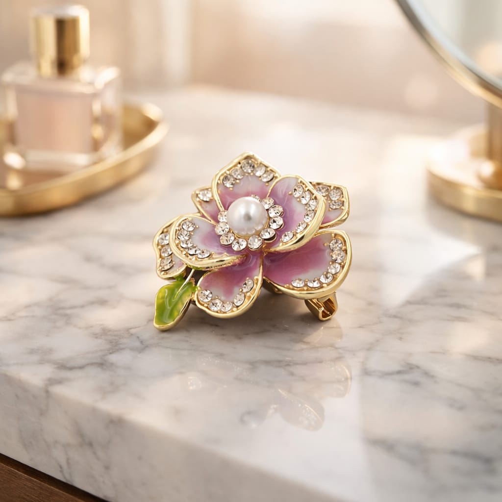 Ethereal Enamel Magnolia Brooch