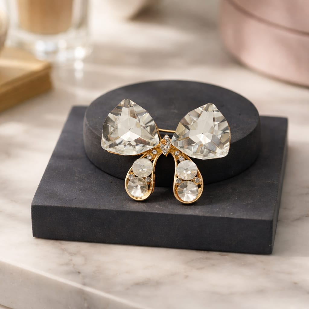 Crystal Bow Luxe Brooch