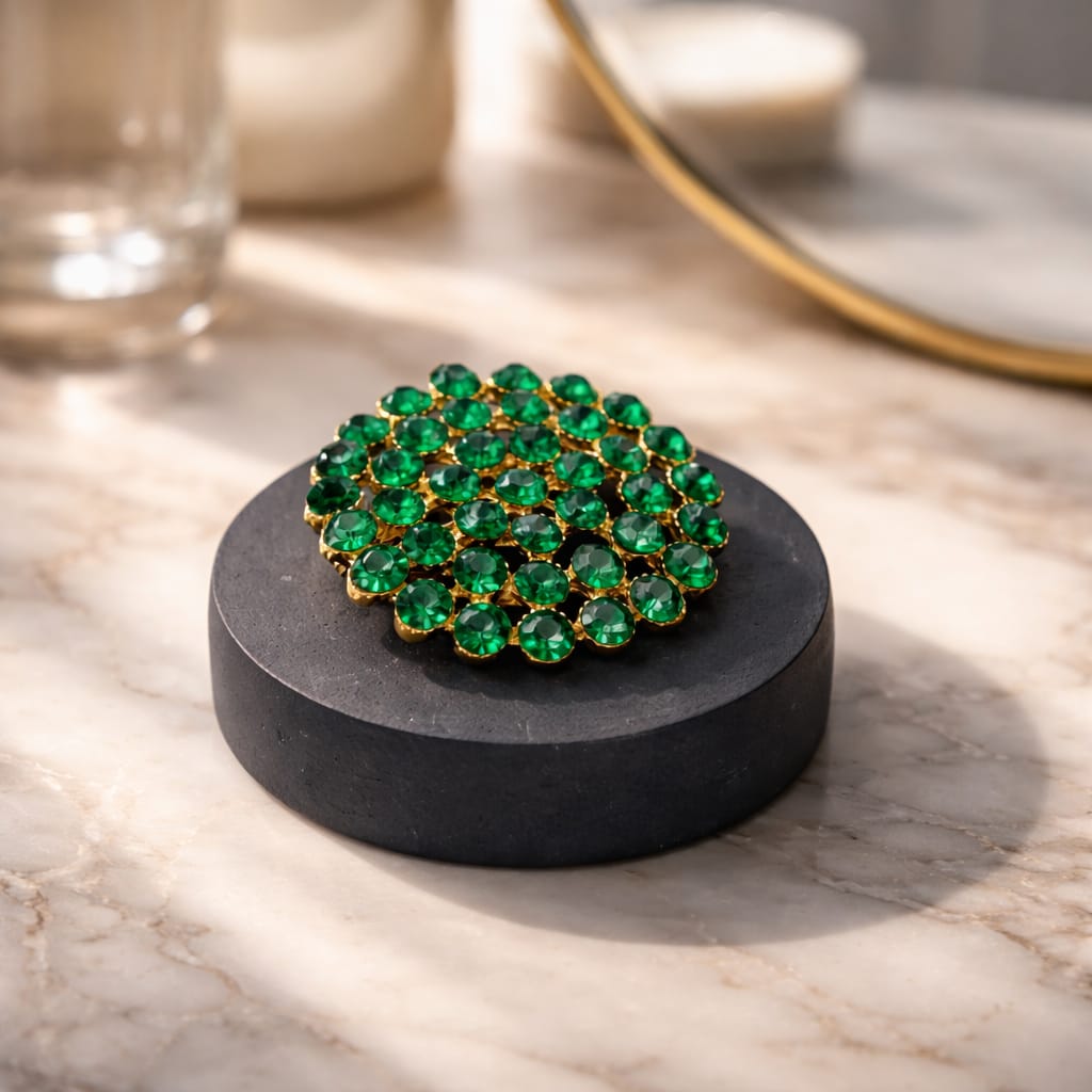Emerald Radiance Gold-Tone Cluster Brooch