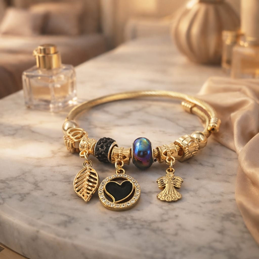 Golden Celestial Charm Twisted Bangle