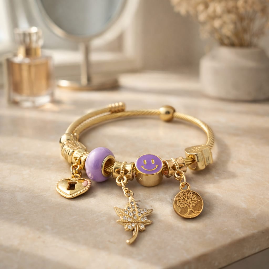 Golden Whimsy & Lavender Bangle