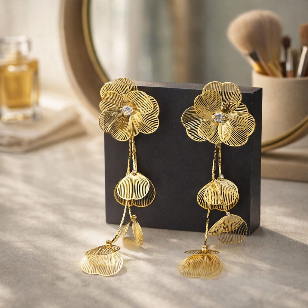 Golden Blossom Cascade Earrings