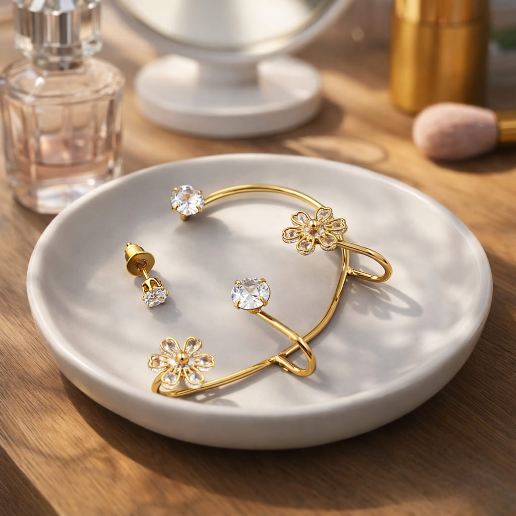 Golden Blossom Ear Cuff Set