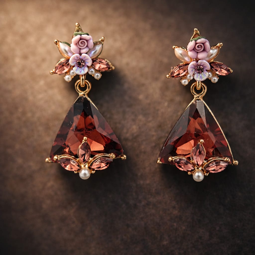Royal Blossom Crystal Drop Earrings