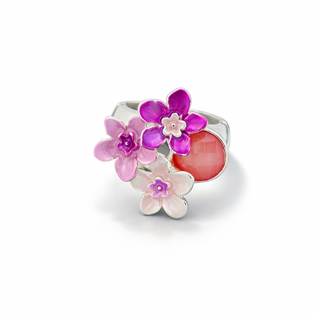Meadow Enamel  Stone Cluster Ring