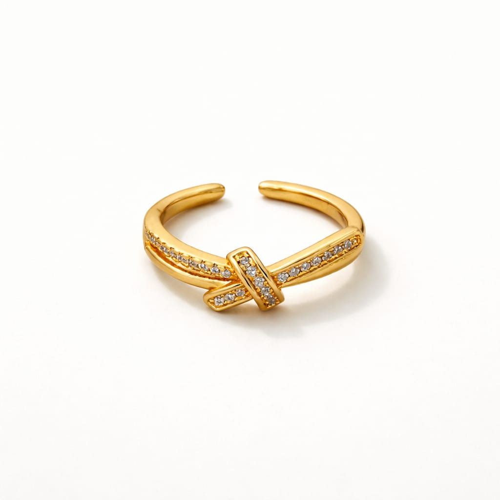 Golden Ribbon Knot  Ring