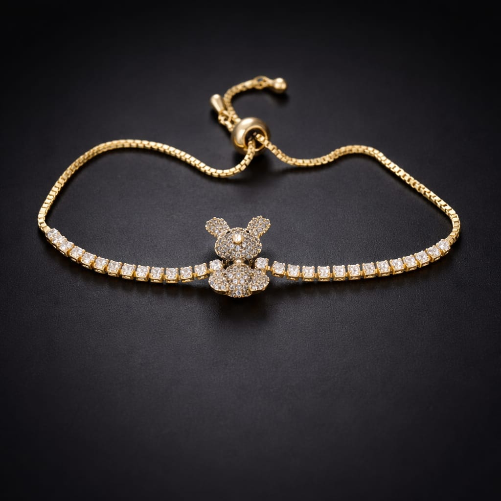 Sparkling Teddy Bear Bolo Hand Chain
