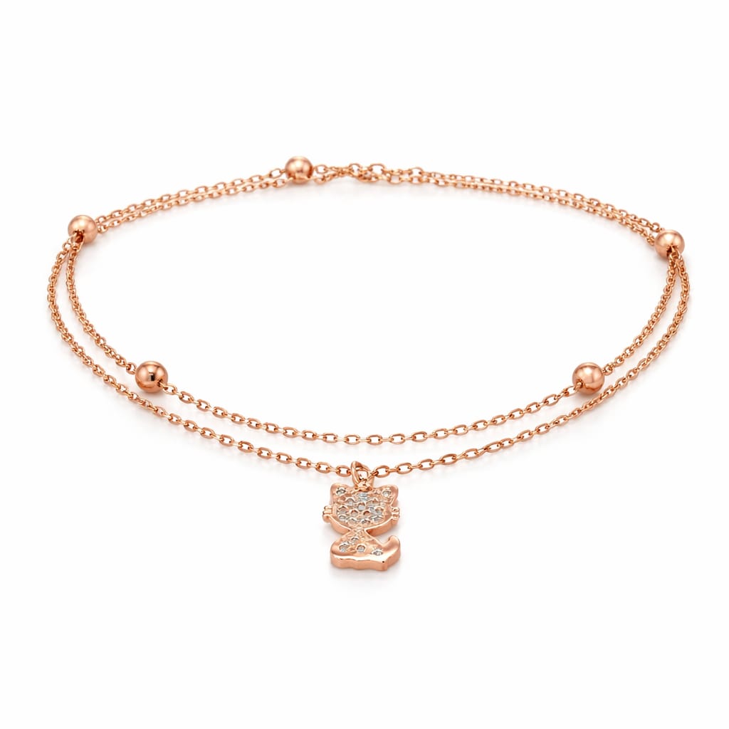 Rose Gold-Tone Triple-Layered Butterfly Anklet