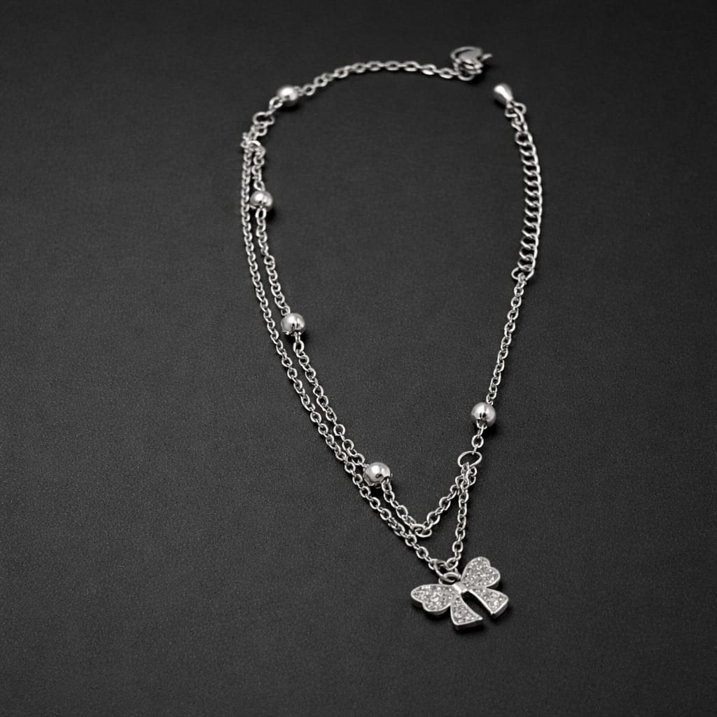 Sparkling Butterfly Double-Layered Anklet