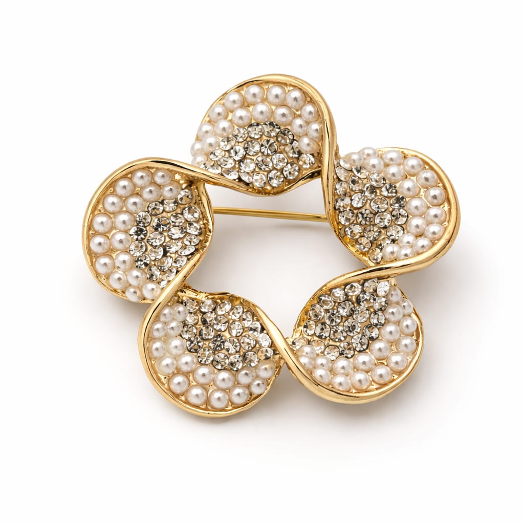 Golden Infinity Pearl Petal Brooch