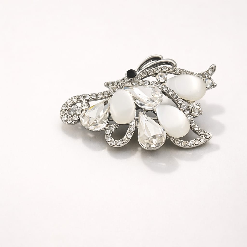 Silver-Tone Majestic Fan Brooch