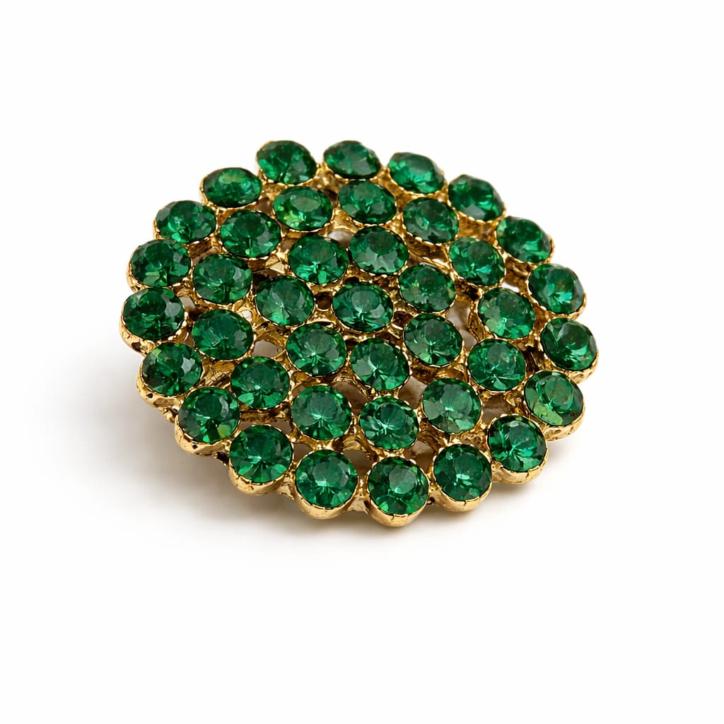 Emerald Radiance Gold-Tone Cluster Brooch