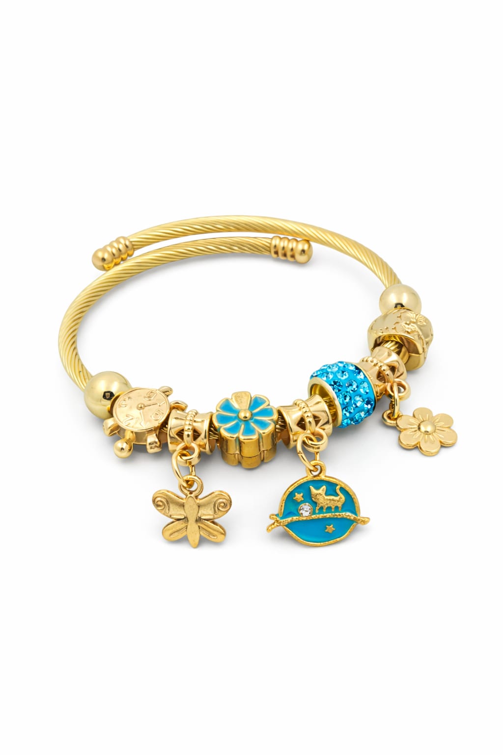 Golden Azure Garden & Butterfly Bangle