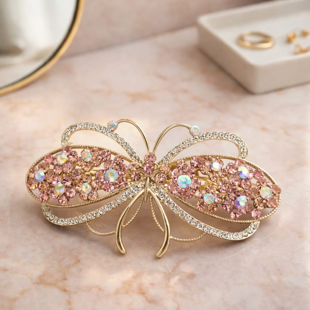 Regal Amethyst Butterfly Hair Barrette