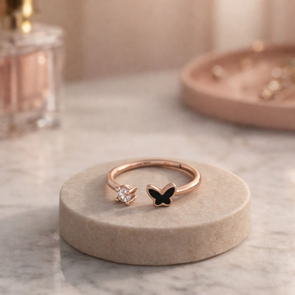 Whimsical Butterfly Open Cuff Ring