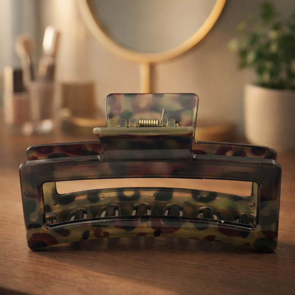Tortoise Rectangular Matte Hair Claw Clip