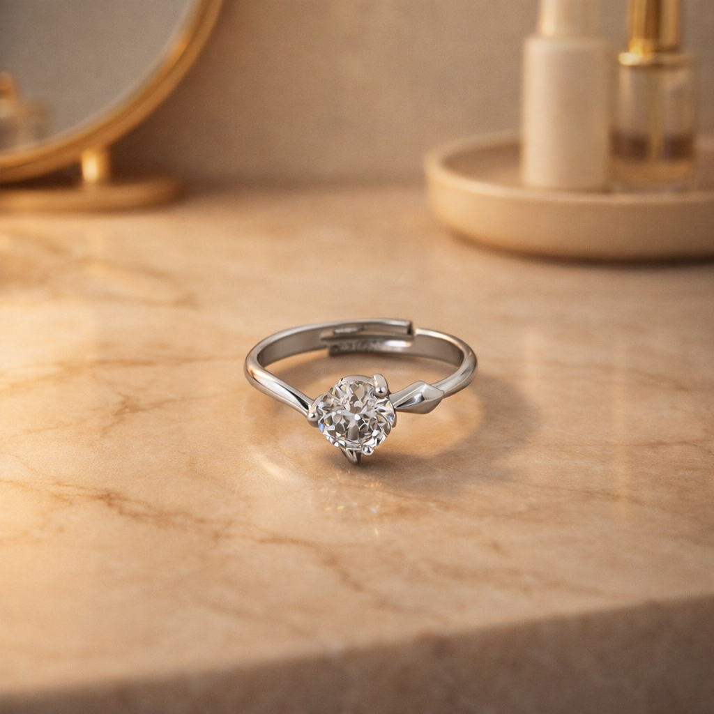 Tapered Solitaire Adjustable Ring