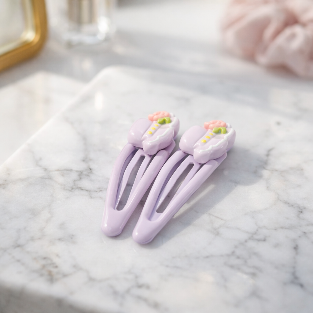 Floral Heart Snap Hair Clips