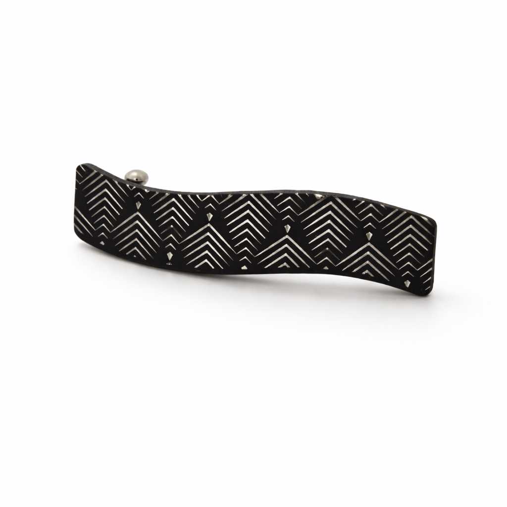Noir Chevron Wave Barrette