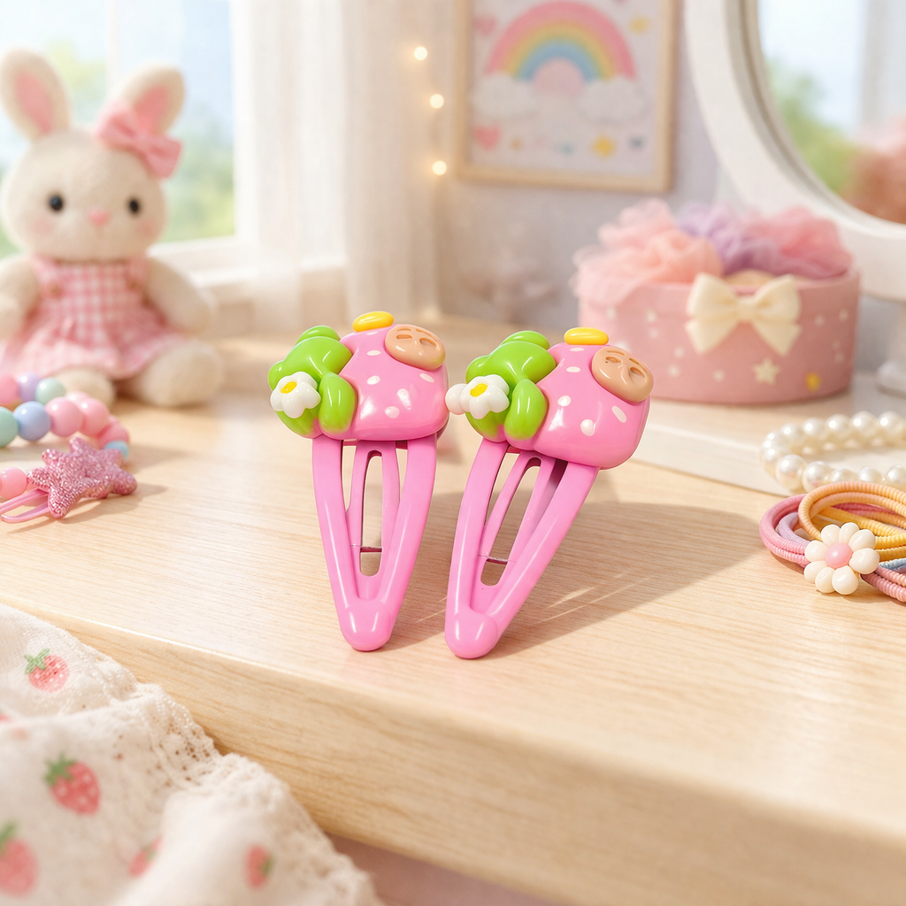 Floral Heart Snap Hair Clips