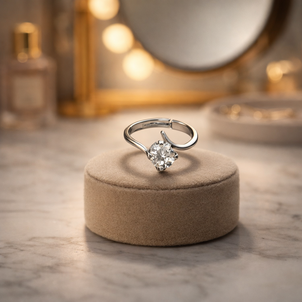 Graceful Swirl Solitaire Ring