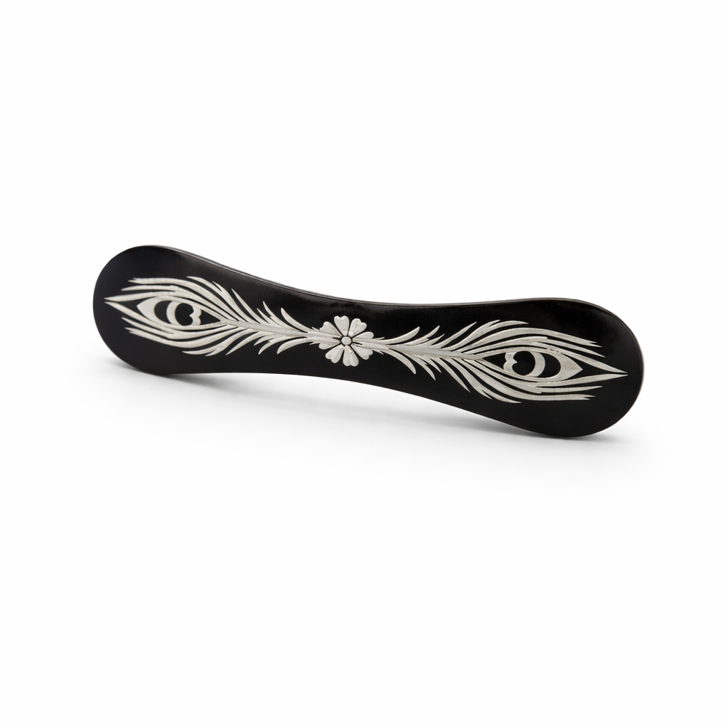 Midnight Peacock Filigree Barrette