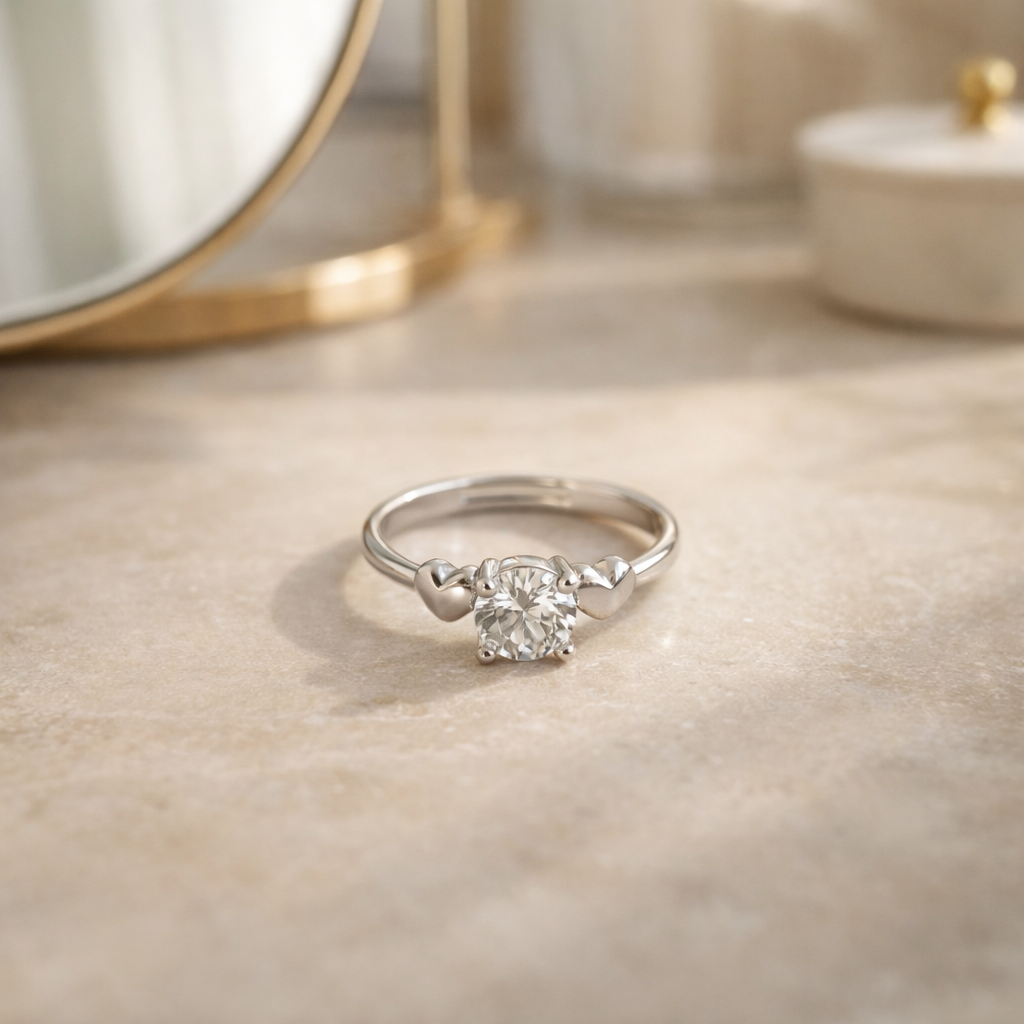 Heart-to-Heart Solitaire Ring