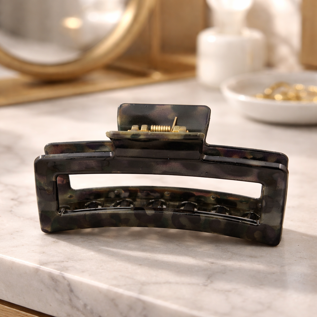 Tortoise Rectangular Matte Hair Claw Clip